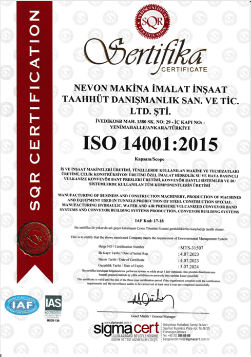 Şunun resmi: ISO 14001 SERTİFİKASI